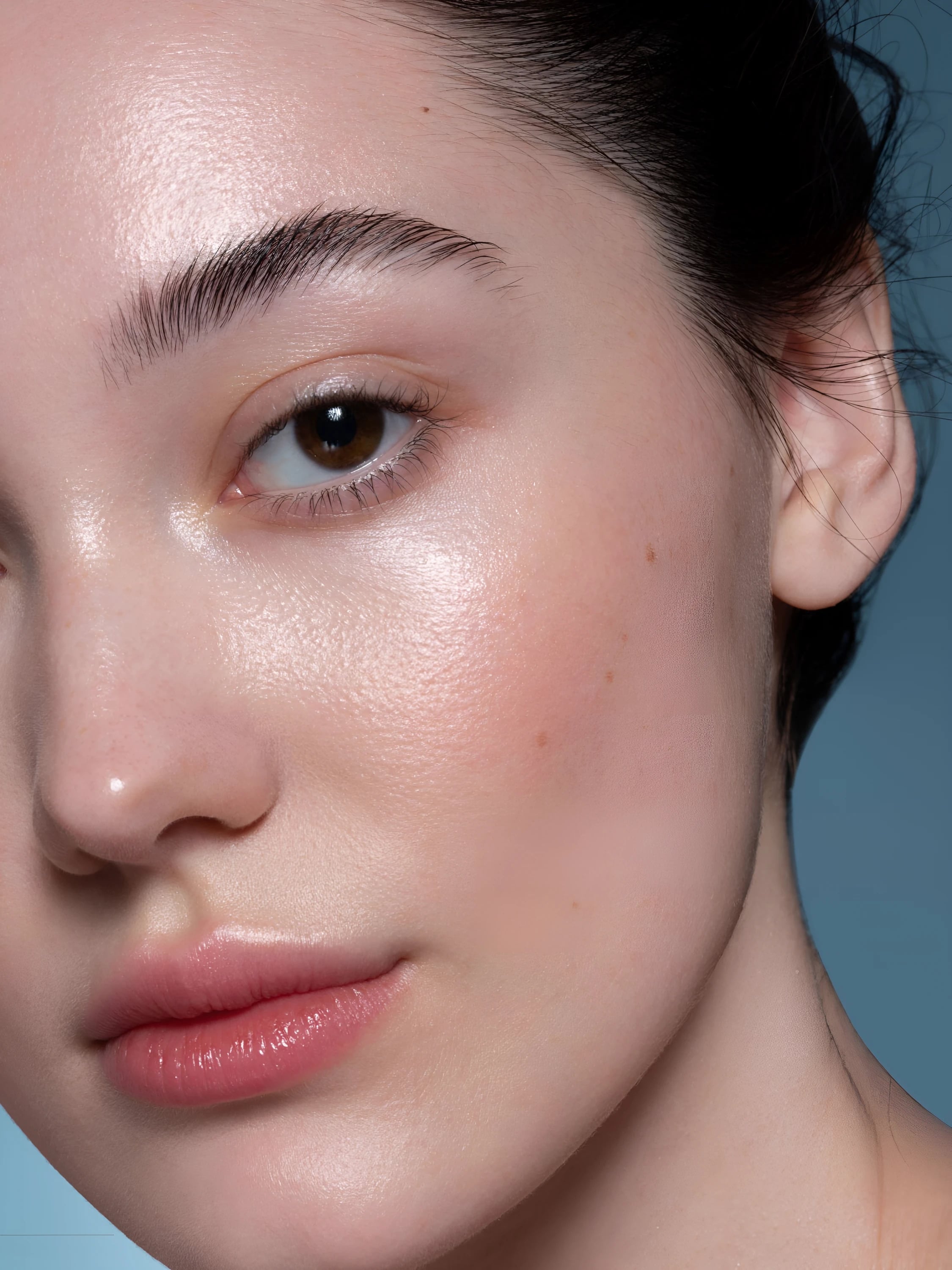 Primer plano del rostro de una mujer con la piel lisa y luminosa